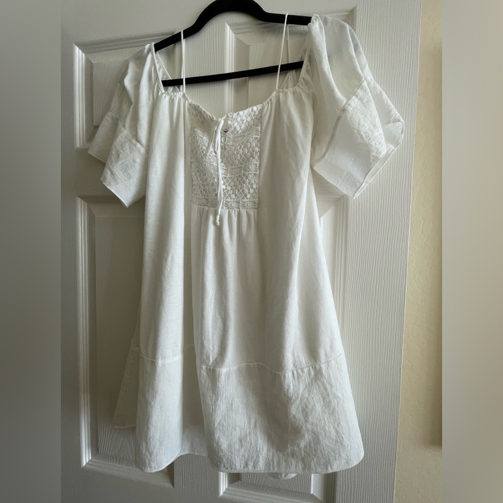 Zara Cold Shoulder White Mini Dress - Size Small